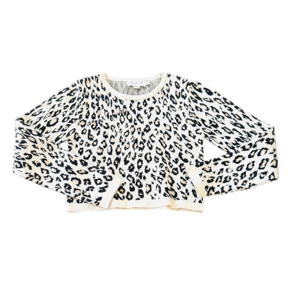Girls Molly Bracken Leopard Print Cropped Sweater